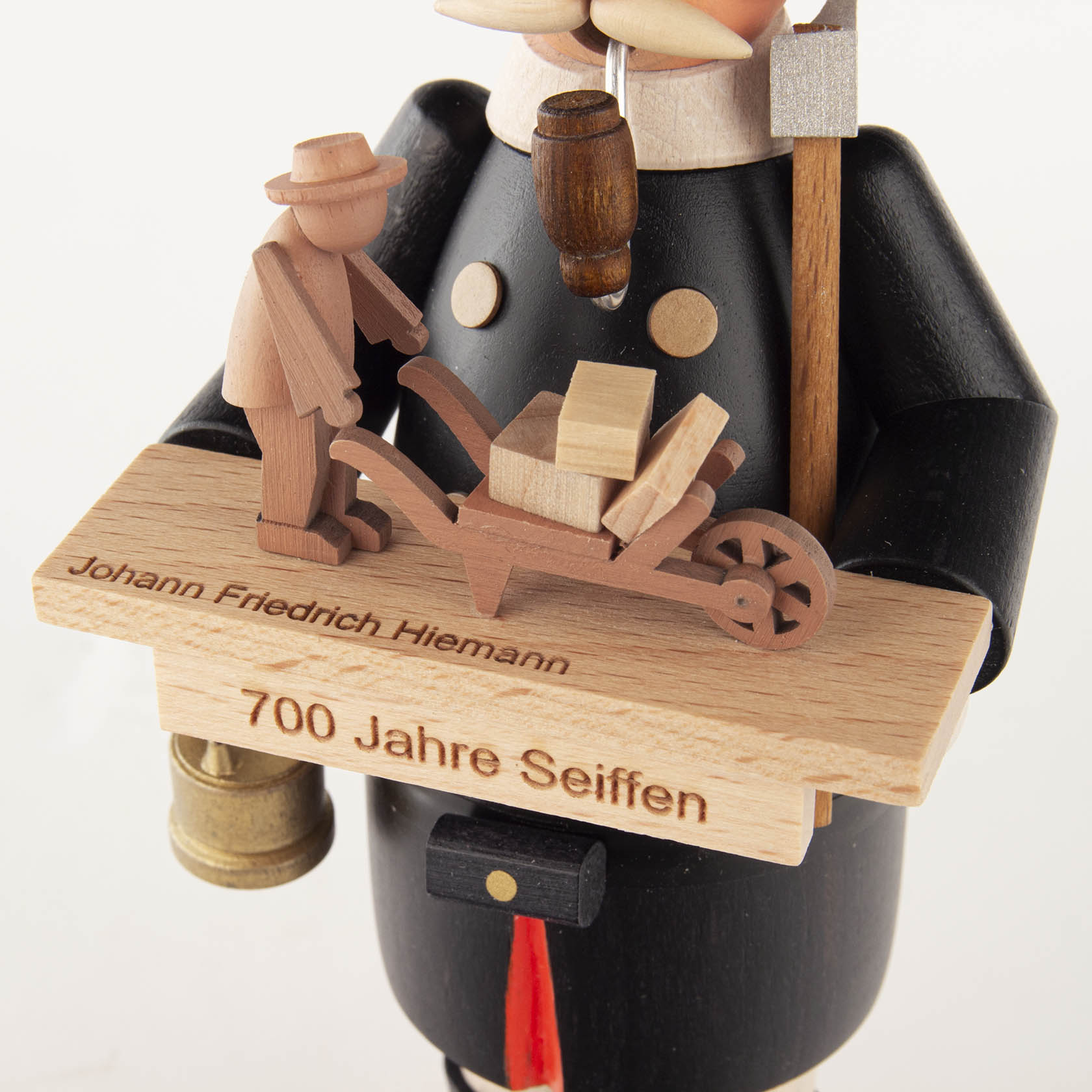 Räuchermann Bergmann 700 Jahre Seiffen mit Jubiläumsfigur 325 Jahre J.F.Hiemann -Limitierte Auflage-