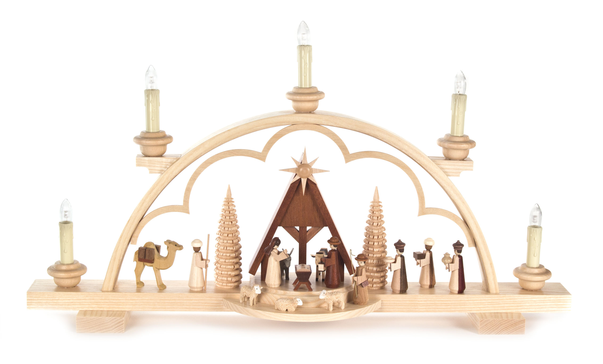 candle arch nativity, electric lights | Dregeno