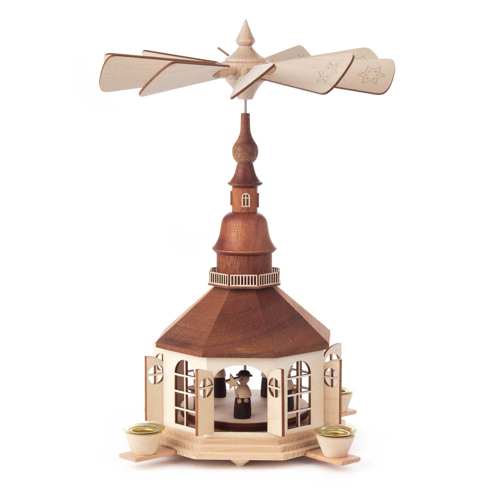Pyramide mit Seiffener Kirche und Kurrende, für Kerzen d=14mm im Dregeno Online Shop günstig kaufen