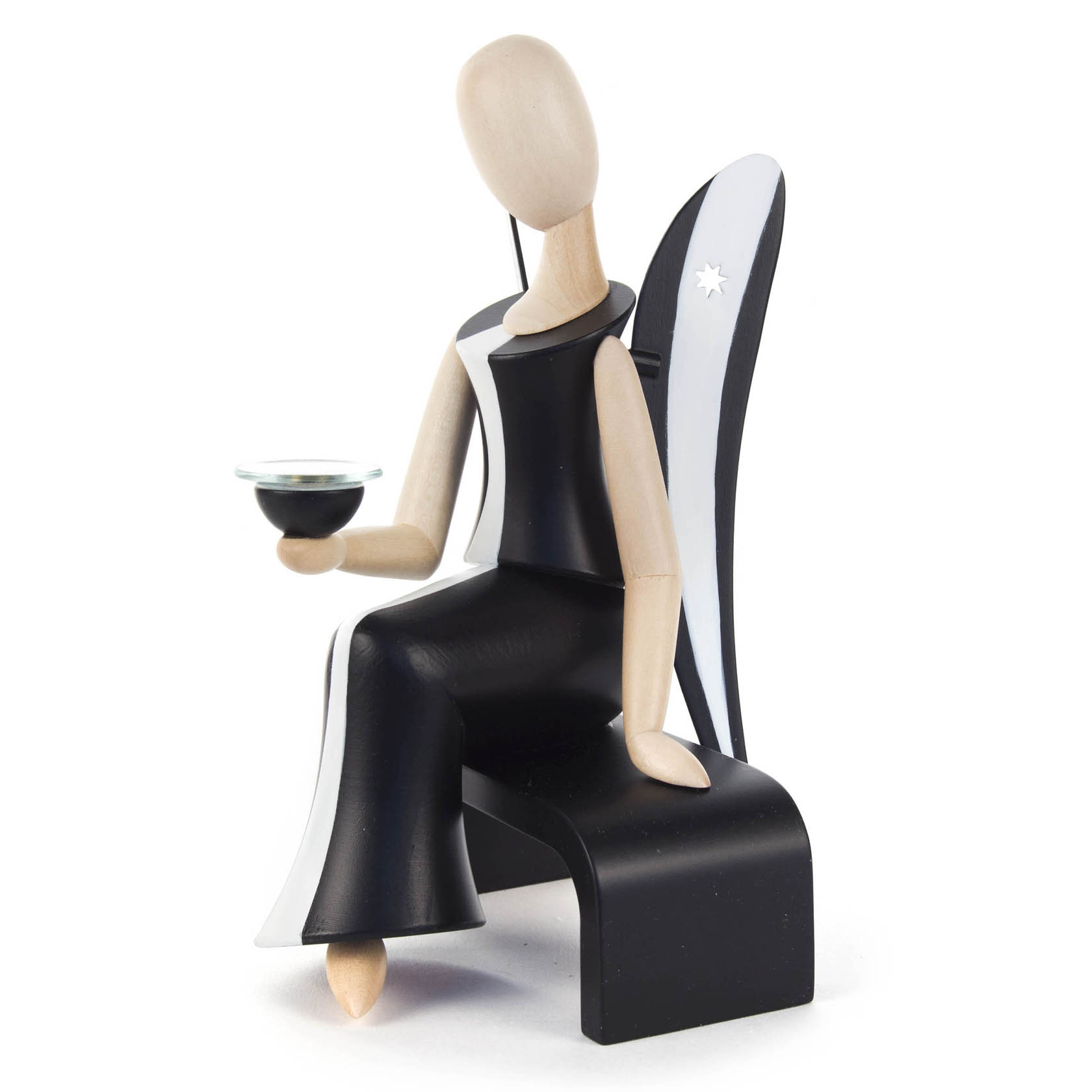 Engel Black Beauty sitzend 15,5cm  mit Kerzenhalter -Sternkopf- im Dregeno Online Shop günstig kaufen
