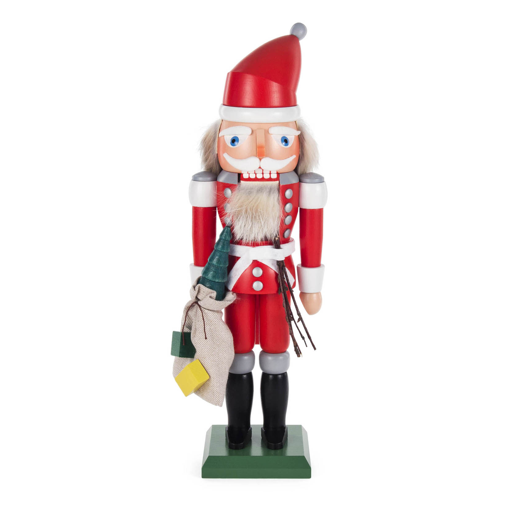 Nussknacker Weihnachtsmann rot, 32cm, mit Rute und Geschenkesack im Dregeno Online Shop günstig kaufen