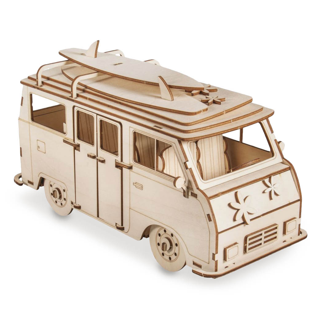 Holzbausatz 3D Campingbus 77-tlg 30x13x17cm natur im Dregeno Online Shop günstig kaufen