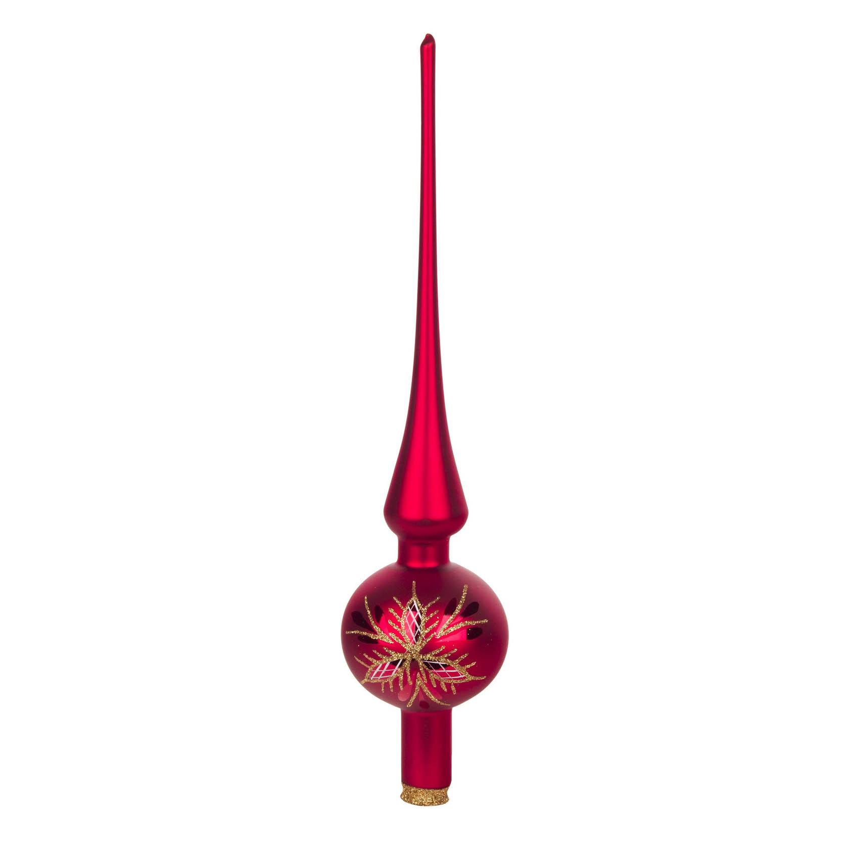 Thüringer Christbaumschmuck Baumspitze 27cm rot-matt Waffelmuster ...