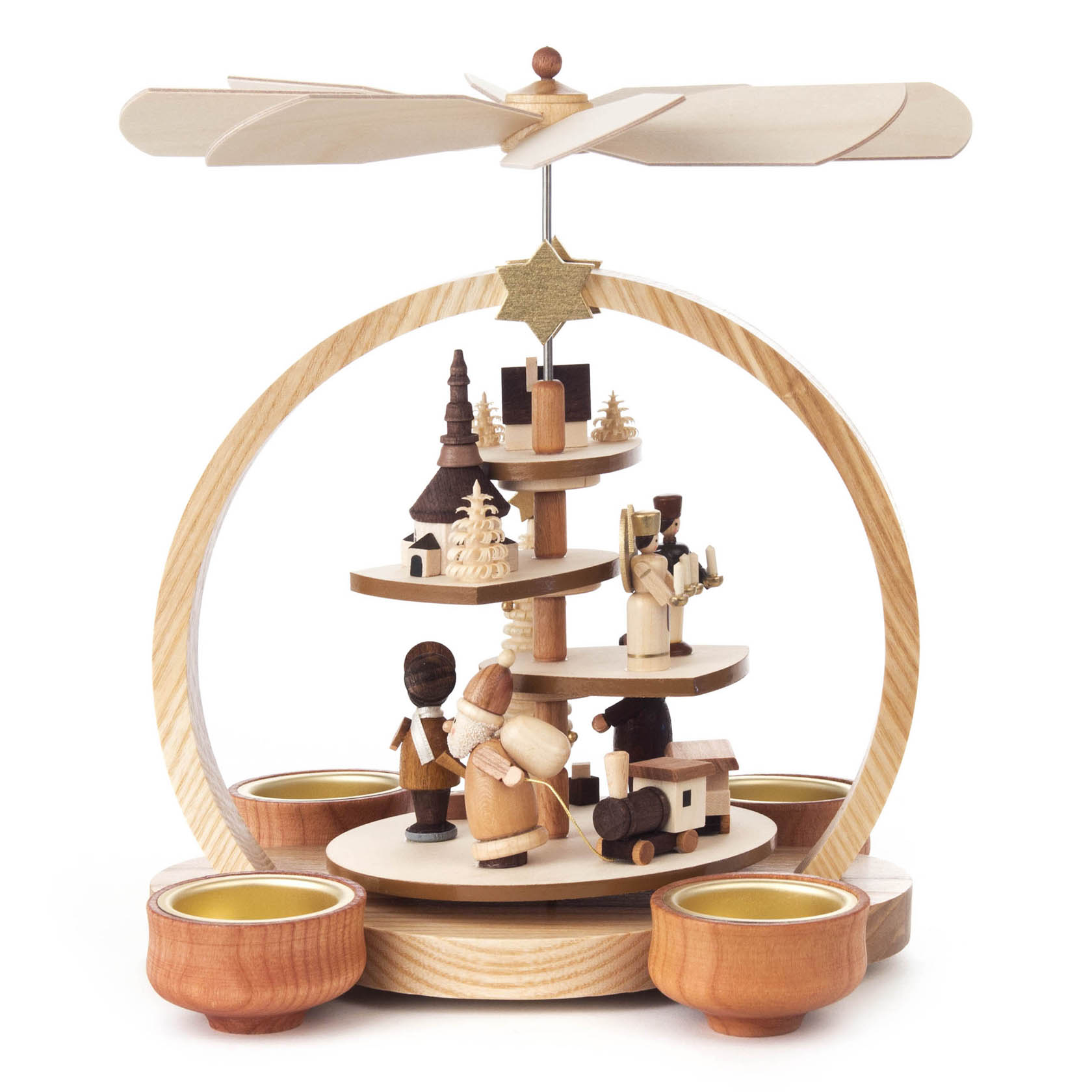 Pyramide "Seiffener Weihnacht" natur, rund, für Teelichte im Dregeno Online Shop günstig kaufen
